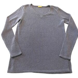 J.McLaughlin Women's Blue Knit V Neck Long Sleeve Sweater‎ Top Tunic